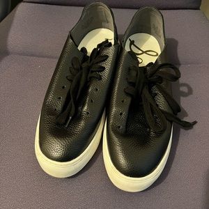 Black leather lace up sneaker